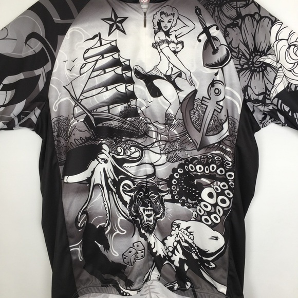 Primal Men’s 3/4 Zip Cycling Jersey Athletic Shirt Sz XL Tattoo Style Graphics - Picture 10 of 16
